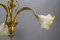 French Art Nouveau Brass and Glass 3-Light Iris-Shaped Chandelier, 1910s, Image 7