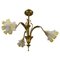 French Art Nouveau Brass and Glass 3-Light Iris-Shaped Chandelier, 1910s 1