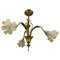 French Art Nouveau Brass and Glass 3-Light Iris-Shaped Chandelier, 1910s, Image 1