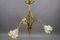 French Art Nouveau Brass and Glass 3-Light Iris-Shaped Chandelier, 1910s, Image 13