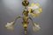 French Art Nouveau Brass and Glass 3-Light Iris-Shaped Chandelier, 1910s, Image 6