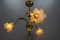French Art Nouveau Brass and Glass 3-Light Iris-Shaped Chandelier, 1910s, Image 5
