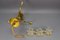 French Art Nouveau Brass and Glass 3-Light Iris-Shaped Chandelier, 1910s 16