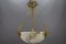 Lámpara colgante Thistle francesa Art Déco de alabastro y bronce, años 20, Imagen 12