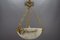 French Art Deco Alabaster and Bronze Thistle Pendant Light, 1920s 14