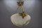 Lámpara colgante Thistle francesa Art Déco de alabastro y bronce, años 20, Imagen 7