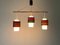 Fabric Shade & Glass Triple Pendant Lamp, Germany, 1960s 2