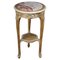 Carved Gold Side Table with Marble Top in White-Gold, Image 1