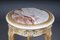 Carved Gold Side Table with Marble Top in White-Gold, Image 3