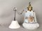 Kleine Mid-Century Glockenförmige Hängelampe aus Weißem Opalglas mit Niederländischen Landschaften, 1960er 3