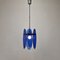 Lámpara colgante de vidrio azul de Veca, Italia, años 70, Imagen 2