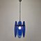Lámpara colgante de vidrio azul de Veca, Italia, años 70, Imagen 4