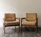 Mid-Century Beige Armchairs in Teak & Velour, 1960s, Set of 2 2