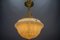 French Art Deco White Alabaster and Brass Pendant Light, 1920s 3