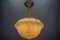 French Art Deco White Alabaster and Brass Pendant Light, 1920s, Image 3