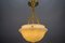 French Art Deco White Alabaster and Brass Pendant Light, 1920s, Image 13