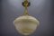 French Art Deco White Alabaster and Brass Pendant Light, 1920s, Image 4