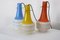 Italian Red, Yellow and Blue Glass Pendant Lights in the Style of Vitosi, 1960s, Set of 3 1