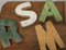 Small Folk Art Wooden Letters, 1960s, Set of 13 6