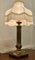 Chunky Brass Corinthian Column Table Lamp with Shade, 1920s 5