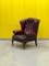 Vintage Chesterfield High Back Wing Chair in Burgundy Leather 2