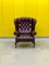Vintage Chesterfield High Back Wing Chair in Burgundy Leather 1