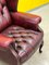 Vintage Chesterfield High Back Wing Chair in Burgundy Leather 13