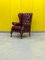 Vintage Burgundy Leather Chesterfield Wing Chair, Image 3