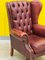 Vintage Burgundy Leather Chesterfield Wing Chair 4