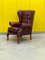 Vintage Burgundy Leather Chesterfield Wing Chair 8