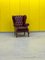 Vintage Burgundy Leather Chesterfield Wing Chair 6