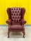 Vintage Burgundy Leather Chesterfield Wing Chair, Image 1