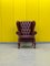 Vintage Burgundy Leather Chesterfield Wing Chair, Image 2