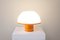 Lámpara de escritorio Mushroom era espacial con base de metal lacado en naranja y Tulip original de plástico blanco, años 60, Imagen 4