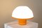 Lámpara de escritorio Mushroom era espacial con base de metal lacado en naranja y Tulip original de plástico blanco, años 60, Imagen 3