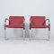 Vintage Cantilever Chairs in Red Leather, 1960s, Set of 2 5