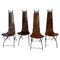 Leather and Wrought Iron Dining Chairs attributed to Sido & François Thévenin, France, 1970s, Set of 4 2
