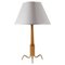 Mid-Century Scandinavian Table Lamp in Brass and Elm from Böhlmarks, 1950s 1