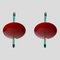 Red Colour and Brass Wall Lights by Roberto Giulio Rida, Set of 2, Image 1