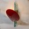 Red Colour and Brass Wall Lights by Roberto Giulio Rida, Set of 2 3