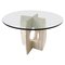 Mid-Century Modern Glass and Travertine Dining Table, Italy, 1970s 1