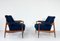 Mid-Century Modern Armchairs in Wood and Blue Boucle Fabric, Italy, 1960s, Set of 2, Image 3