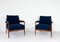 Mid-Century Modern Armchairs in Wood and Blue Boucle Fabric, Italy, 1960s, Set of 2 5
