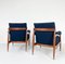 Mid-Century Modern Armchairs in Wood and Blue Boucle Fabric, Italy, 1960s, Set of 2, Image 2