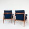 Mid-Century Modern Armlehnstühle aus Holz & Blauem Boucle Stoff, Italien, 1960er, 2er Set 2