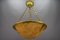 French Neoclassical Style Amber Alabaster and Bronze Pendant Light, 1920 4