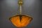 French Neoclassical Style Amber Alabaster and Bronze Pendant Light, 1920, Image 6