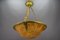 Lámpara colgante francesa estilo neoclásico de ámbar y bronce, 1920, Imagen 3