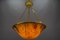 French Neoclassical Style Amber Alabaster and Bronze Pendant Light, 1920, Image 2