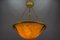 French Neoclassical Style Amber Alabaster and Bronze Pendant Light, 1920 5